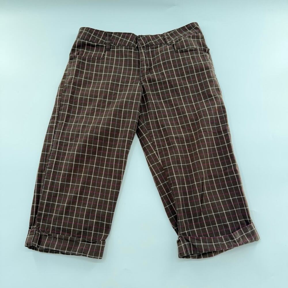 Hurley Y2K Vintage Capri Plaid Pants 2007 Authentic Y2K Low Rise Brown Women’s